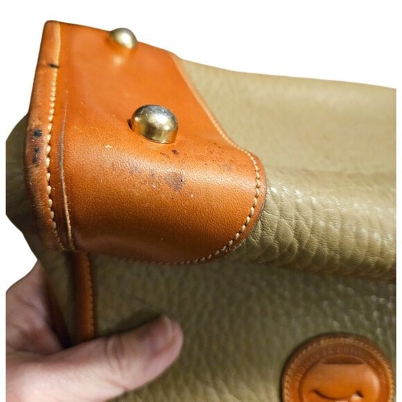 Dooney & Bourke Vintage Pebbled Leather Suede Satchel Crossbody Tan Brown USA - Picture 12 of 16
